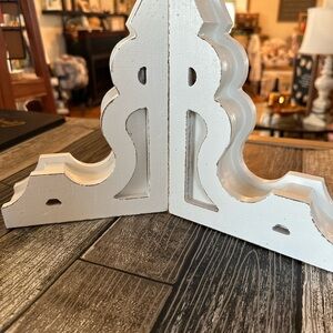 White Decorative Wooden Bookends